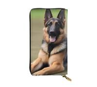 YYHWHJDE Portefeuille long en cuir de qualité imprimé chien berger allemand conçu pour les filles et les femmes tendance 19 x 10,5 cm, Noir , Taille unique