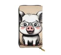 YYHWHJDE Portefeuille long en cuir de qualité imprimé cochon amusant conçu pour les filles et les femmes tendance 19 x 10,5 cm, Noir , Taille unique