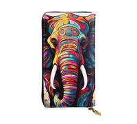 YYHWHJDE Portefeuille long en cuir de qualité imprimé éléphant coloré conçu pour les filles et les femmes tendance 19 x 10,5 cm, Noir , Taille unique
