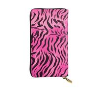 YYHWHJDE Portefeuille long en cuir de qualité imprimé léopard motif zébré tigre rose pour filles et femmes 19 x 10,5 cm, Noir , Taille unique