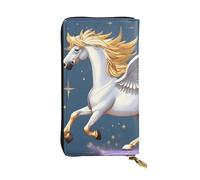 YYHWHJDE Portefeuille long en cuir de qualité imprimé Pegasus doré pour filles et femmes tendance 19 x 10,5 cm, Noir , Taille unique