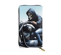 YYHWHJDE Portefeuille long en cuir de qualité imprimé squelette de moto conçu pour les filles et les femmes tendance 19 x 10,5 cm, Noir , Taille unique