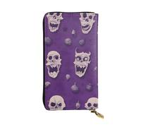 YYHWHJDE Portefeuille long en cuir de qualité imprimé sur fond violet pour filles et femmes tendance 19 x 10,5 cm, Noir , Taille unique
