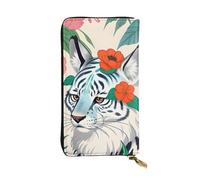 YYHWHJDE Portefeuille long en cuir de qualité imprimé tigre blanc mignon conçu pour les filles et les femmes tendance 19 x 10,5 cm, Noir , Taille unique