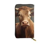 YYHWHJDE Portefeuille long en cuir de qualité imprimé vache marron pour filles et femmes tendance 19 x 10,5 cm, Noir , Taille unique
