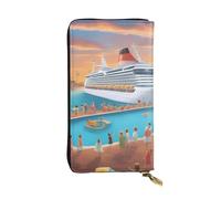 YYHWHJDE Portefeuille long en cuir de qualité pour fête de piscine, motif bateau de croisière, conçu pour les filles et les femmes, élégant 19 x 10,5 cm, Noir , Taille unique