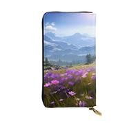 YYHWHJDE Portefeuille long en cuir de qualité pour filles et femmes avec impression panoramique Motif fleurs violettes 19 x 10,5 cm, Noir , Taille unique