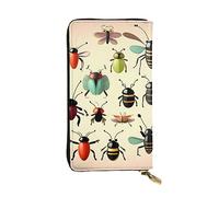 YYHWHJDE Portefeuille long en cuir de qualité pour filles et femmes - Motif petits insectes - 19 x 10,5 cm, Noir , Taille unique