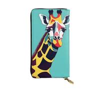 YYHWHJDE Portefeuille long en cuir de qualité pour les fans de girafes colorées et les amateurs de fans de girafe, conçu pour les filles et les femmes, élégant 19 x 10,5 cm, Noir , Taille unique