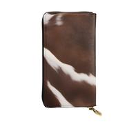 YYHWHJDE Portefeuille long en cuir de vache marron imprimé de qualité pour filles et femmes tendance 19 x 10,5 cm, Noir , Taille unique
