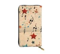 YYHWHJDE Portefeuille long en cuir imprimé avec notes de musique vintage - Conçu pour les filles et les femmes tendance - Élégant et personnalisé - 19 x 10,5 cm - Noir - Taille unique, Noir , Taille