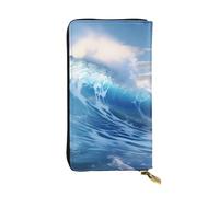 YYHWHJDE Portefeuille long en cuir imprimé Blue Ocean Waves conçu pour les filles et les femmes tendance, élégant et personnalisé 19 x 10,5 cm, noir, taille unique, Noir , Taille unique