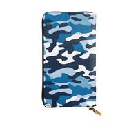 YYHWHJDE Portefeuille long en cuir imprimé camouflage bleu conçu pour les filles et les femmes tendance, élégant et personnalisé 19 x 10,5 cm, noir, taille unique, Noir , Taille unique