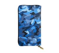 YYHWHJDE Portefeuille long en cuir imprimé camouflage bleu conçu pour les filles et les femmes tendance, élégant et personnalisé 19 x 10,5 cm, noir, taille unique, Noir , Taille unique