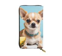 YYHWHJDE Portefeuille long en cuir imprimé chien chihuahua ananas conçu pour les filles et les femmes tendance élégant et personnalisé 19 x 10,5 cm, noir, taille unique, Noir , Taille unique