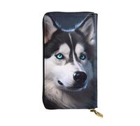 YYHWHJDE Portefeuille long en cuir imprimé chien Husky conçu pour les filles et les femmes tendance, élégant et personnalisé 19 x 10,5 cm, noir, taille unique, Noir , Taille unique