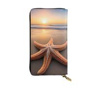 YYHWHJDE Portefeuille long en cuir imprimé étoile de mer océan plage conçu pour les filles et les femmes tendance élégant et personnalisé 19 x 10,5 cm, noir, taille unique, Noir , Taille unique