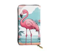 YYHWHJDE Portefeuille long en cuir imprimé flamant rose de dessin animé, conçu pour les filles et les femmes tendance, élégant et personnalisé 19 x 10,5 cm, noir, taille unique, Noir , Taille unique