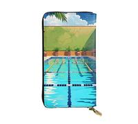 YYHWHJDE Portefeuille long en cuir imprimé flamant rose et piscine Conçu pour les filles et les femmes tendance élégant et personnalisé 19 x 10,5 cm, noir, taille unique, Noir , Taille unique