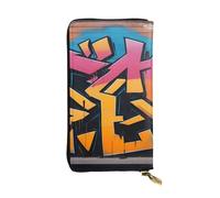 YYHWHJDE Portefeuille long en cuir imprimé graffiti Hip Hop conçu pour les filles et les femmes tendance, élégant et personnalisé 19 x 10,5 cm, noir, taille unique, Noir , Taille unique