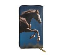 YYHWHJDE Portefeuille long en cuir imprimé Horse Under The Moon Conçu pour les filles et les femmes tendance, élégant et personnalisé 19 x 10,5 cm, noir, taille unique, Noir , Taille unique
