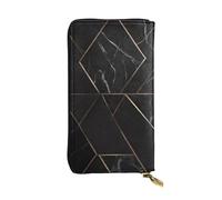 YYHWHJDE Portefeuille long en cuir imprimé marbre noir conçu pour les filles et les femmes tendance, élégant et personnalisé 19 x 10,5 cm, noir, taille unique, Noir , Taille unique