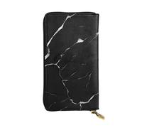 YYHWHJDE Portefeuille long en cuir imprimé marbre noir conçu pour les filles et les femmes tendance, élégant et personnalisé 19 x 10,5 cm, noir, taille unique, Noir , Taille unique