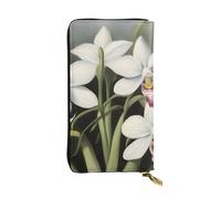 YYHWHJDE Portefeuille long en cuir imprimé orchidée blanche conçu pour les filles et les femmes tendance, élégant et personnalisé 19 x 10,5 cm, noir, taille unique, Noir , Taille unique