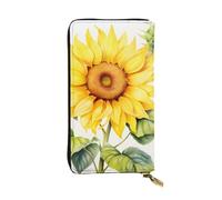YYHWHJDE Portefeuille long en cuir imprimé tournesol aquarelle conçu pour les filles et les femmes tendance, élégant et personnalisé 19 x 10,5 cm, noir, taille unique, Noir , Taille unique