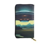 YYHWHJDE Portefeuille long en cuir imprimé UFO la nuit conçu pour les filles et les femmes tendance, élégant et personnalisé 19 x 10,5 cm, noir, taille unique, Noir , Taille unique