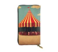YYHWHJDE Portefeuille long en cuir imprimé vintage avec fond de cirque conçu pour les filles et les femmes tendance, élégant et personnalisé 19 x 10,5 cm, noir, taille unique, Noir , Taille unique