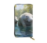 YYHWHJDE Portefeuille long en cuir imprimé West Indian Lamantins Conçu pour les filles et les femmes tendance, élégant et personnalisé 19 x 10,5 cm, noir, taille unique, Noir , Taille unique