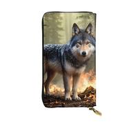 YYHWHJDE Portefeuille long en cuir imprimé Wolf In Flames Conçu pour les filles et les femmes tendance, élégant et personnalisé 19 x 10,5 cm, noir, taille unique, Noir , Taille unique