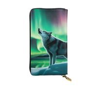 YYHWHJDE Portefeuille long en cuir imprimé Wolves Howl in the Northern Lights Conçu pour les filles et les femmes tendance, élégant et personnalisé 19 x 10,5 cm, noir, taille unique, Noir , Taille