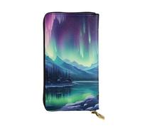 YYHWHJDE Portefeuille long en cuir motif peinture aurore boréale conçu pour les filles et les femmes tendance, élégant et personnalisé 19 x 10,5 cm, noir, taille unique, Noir , Taille unique