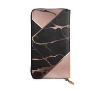 YYHWHJDE Portefeuille long en cuir noir et or rose imprimé marbre conçu pour les filles et les femmes tendance élégant et personnalisé 19 x 10,5 cm, noir, One Size