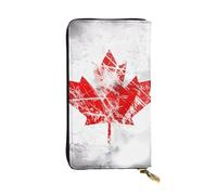YYHWHJDE Portefeuille rétro en cuir de qualité avec imprimé drapeau du Canada pour filles et femmes 19 x 10,5 cm, Noir , Taille unique