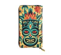 YYHWHJDE Portefeuille vintage Aloha Tiki en cuir de qualité pour filles et femmes 19 x 10,5 cm, Noir , Taille unique