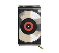 YYHWHJDE Portefeuille vintage en cuir de qualité avec impression de disques vinyles pour filles et femmes, élégant 19 x 10,5 cm, Noir , Taille unique