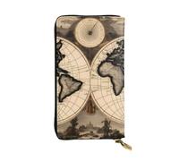 YYHWHJDE Portefeuille vintage en cuir de qualité avec motif carte du monde ancien, conçu pour les filles et les femmes, élégant 19 x 10,5 cm, Noir , Taille unique