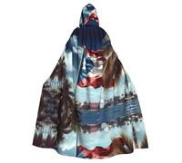 YYHWHJDE Porto Rico Papier peint Drapeau Impression Halloween Cape à capuche pour adultes pour fêtes et événements costumés