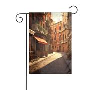 YYHWHJDE Poteau de drapeau italien Old Street Prints - Décoration de cour extérieure - 30,5 x 45,7 cm