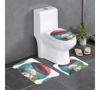 YYHWHJDE Puppy in The Mushroom Prints Lot de 3 tapis de sol antidérapants (61 x 40,6 cm) pour toilettes, meuble-lavabo et toilettes, facile à nettoyer