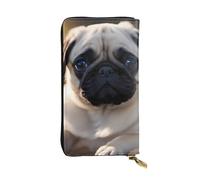 YYHWHJDE Puppys Carlin Portefeuille long en cuir conçu pour les filles et les femmes tendance, élégant et personnalisé 19 x 10,5 cm, noir, taille unique, Noir , Taille unique