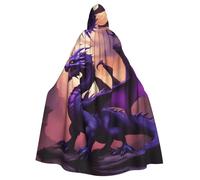 YYHWHJDE Purple And Wirte Dragons Prints Halloween Cape à capuche pour homme et femme Vêtements Manteau Jeu de rôle