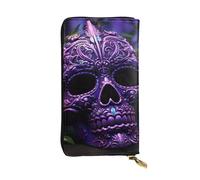 YYHWHJDE Purple Floser and Sugar Horror Skull Printing Quality Leather Long Clutch Wallet Designed for Fashion Girls and Women Stylish 19 x 10.5 cm, Noir , Taille unique