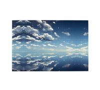 Yyhwhjde Puzzle de 1 000 pièces - Ciel bleu et nuages blancs - Puzzles éducatifs intellectuels en bois - Puzzles amusants pour soulager le stress