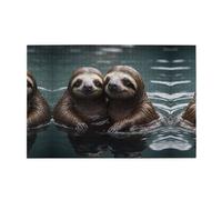 Yyhwhjde Puzzle de 1 000 pièces - Deux jolis paresseux d'eau - Puzzles éducatifs intellectuels en bois - Jeu amusant pour soulager le stress