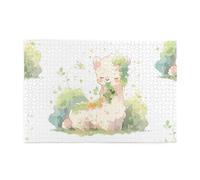 Yyhwhjde Puzzle de 1 000 pièces en bois éducatif intellectuel pour soulager le stress Motif alpaga mangeant des feuilles