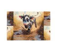 Yyhwhjde Puzzle de 1 000 pièces - Une petite vache marchant sur le bourbier - Puzzles éducatifs intellectuels en bois - Puzzles amusants pour soulager le stress